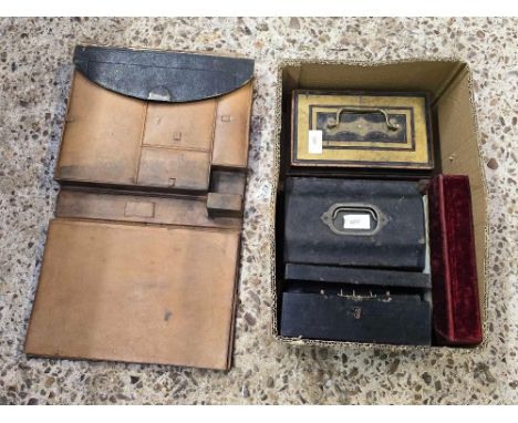 CARTON WITH OLD BOXES &amp; A VINTAGE TRAVELLING WRITING CASE