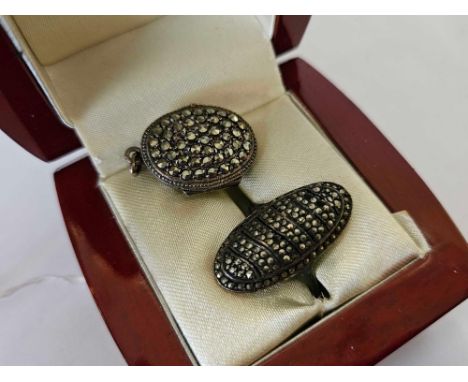 VINTAGE STERLING &amp; MARCASITE LOCKET &amp; RING