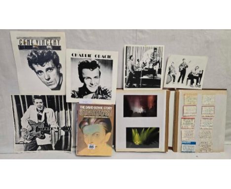 ALBUM WITH A FEW PAGES OF TICKET STUBS OF VARIOUS POP CONCERTS INCL; SPANDAU BALLET, ROLLING STONES, VARIOUS PHOTOGRAPHS &amp
