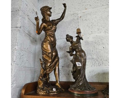 FIGURE LAMP, NEEDS RE-WIRING &amp; A SPELTER FIGURE A/F