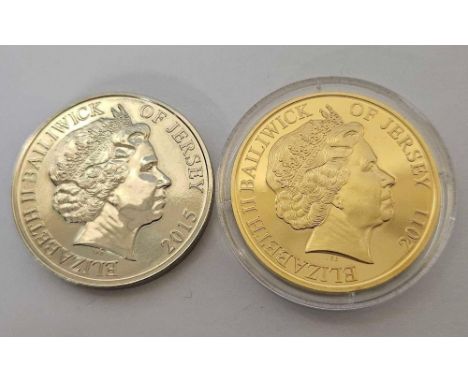 JERSEY DIAMOND JUBILEE 50P &amp; A JERSEY £5 COIN