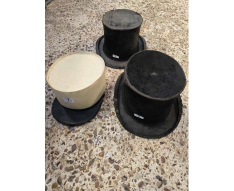 2 VINTAGE BLACK TOP HATS &amp;  FRENCH KEPI A/F CONDITION 