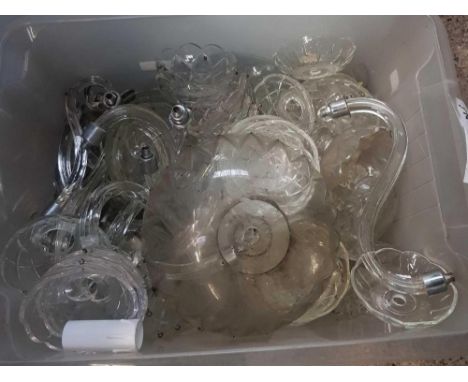 2 CARTONS OF MISC CHANDELIER SAUCERS &amp; GLASS ARM FITTINGS