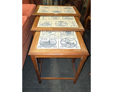 TILE TOP NEST OF 3 TABLES