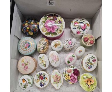 SMALL CARTON OF MISC PORCELAIN CHINA DRESSING TABLE JARS