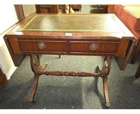 INLAID MAHOGANY REPRODUCTION SOFA TABLE