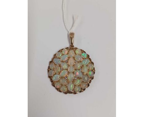 VERY PRETTY SILVER GILT OPAL &amp; GEM SET PENDANT