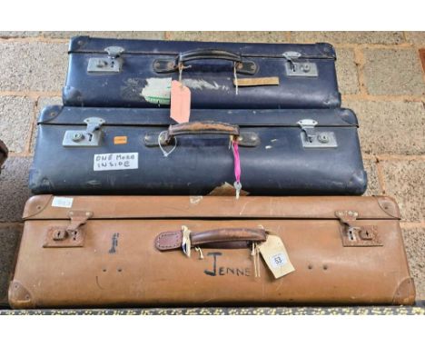 4 VINTAGE FIBRE SUITCASES