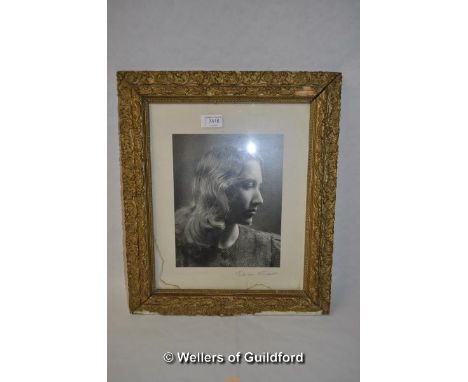 Ida Kar, a portrait photograph of Enid Adams, who was an actress with ENSA in the Middle East during the war, 25 x 20cm, sign