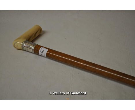 *Bone handled walking stick with silver collar (Lot subject to VAT)