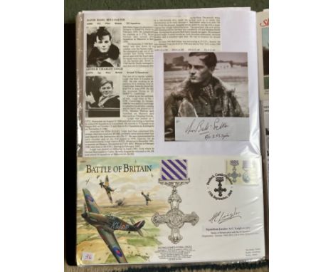 WW2 BOB fighter pilots Arthur Leigh 64 Sqn signed BOB cover and signature of David Bell Salter 253 Sq fixed with biographies 