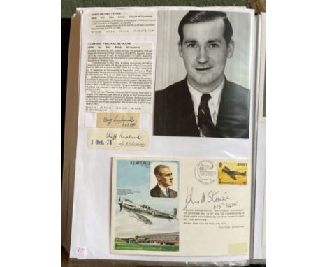 WW2 BOB fighter pilots John Storie 615 sqn signed R J Mitchell Spitfire cover; Clifford Rudland 263 sqn signature fixed with 