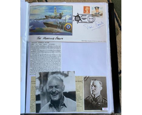 WW2 BOB fighter pilot Timothy Vigors 222 Sqn signed Spitfire The Hunting Party FDC fixed with biography and photos to A4 page
