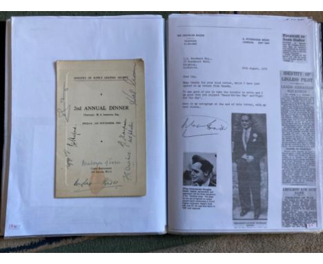 WW2 BOB fighter pilots Sir Douglas Bader and others signed 1954 Ministry of Supply Golf Society Dinner programme. Signed by n