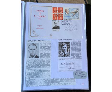 WW2 BOB fighter pilots Robert Doe 234 Sqn signed R J Mitchell FDC plus signature of Walter Fletcher 23 Sqn fixed with biograp
