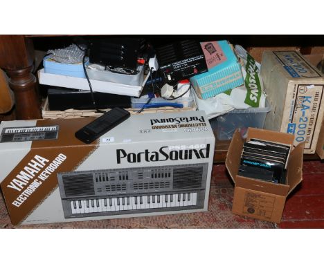 A box of electronic tools, equipment and accessories to include D.C power supplies soldering irons various componants, along 