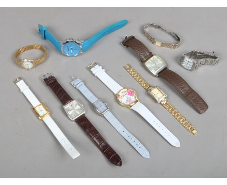 Ten wristwatches and bracelet watch including Rotary & Ingersol etc.