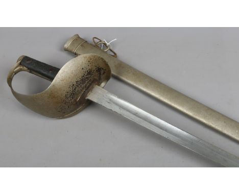 A Wilkinson cavalry sword in metal scabbard.