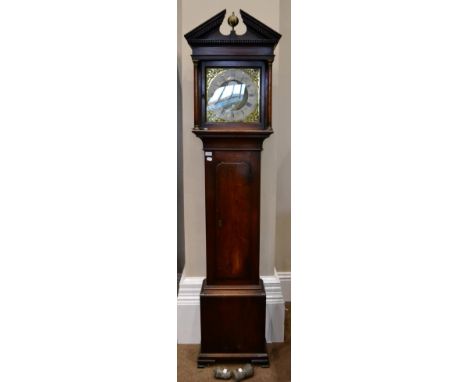 A mahogany eight day longcase clock, signed Hugh Lough, Penrith, circa 1790, broken arch pediment, 12-1/4-inch brass dial, da