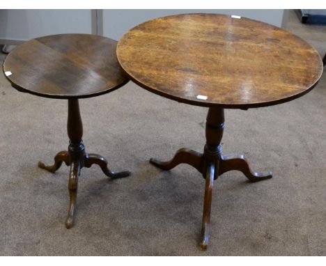 An 18th century circular tripod table, raised on three cabriole legs with flatten pad feet, 49cm wide; together with an 18th 