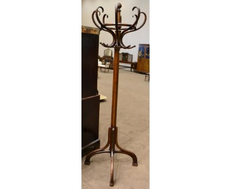 An Art Nouveau ''Perroquet'' hat and coat stand stamped and labelled Thonet, 302cm high