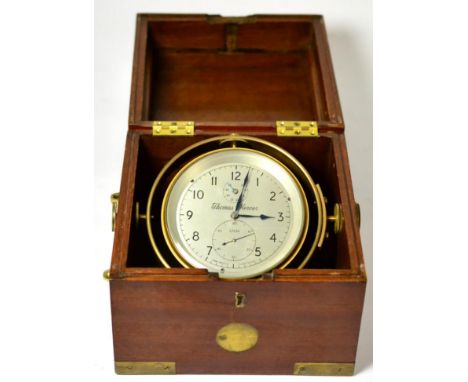 A mahogany two day marine chronometer, signed Thomas Mercer, St Albans, England, mid-20th century, three tier mahogany case w