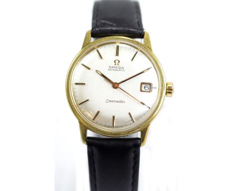 OMEGA; a gold plated and stainless steel Seamaster gentleman's automatic wristwatch, the dial set with baton numerals and dat