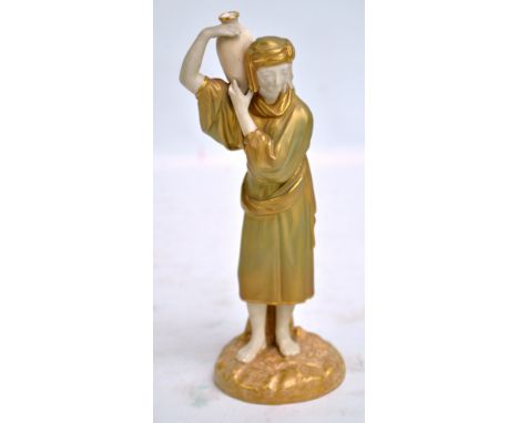 A Royal Worcester gilt heightened figure of a water carrier, black printed marks to base no.1206, height 21.5cm. CONDITION RE