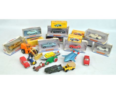 A small group of Dinky diecast model vehicles including Thunderbird 2 (with Thunderbird 4), 23H Ferrari, 23N Maserati, Air Se