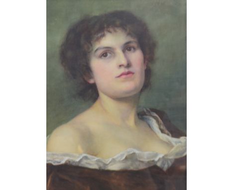 A BILTON; pastel and watercolour, portrait of a handsome woman, signed and dated 1899 to lower left, 49 x 35.5cm, framed and 