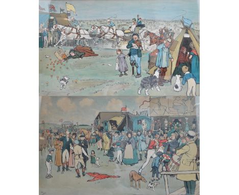 AFTER CECIL ALDIN; a pair of prints depicting 'The Blue Market Races', with T Bromley & Sons Ltd of Bolton, Fine Art Gallery 