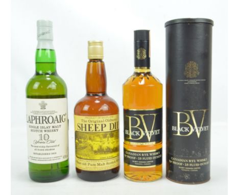 Three bottles of whisky comprising Laphroaig '10 Years Old' Single Islay Malt Scotch Whisky, 70cl, The Original Oldbury Sheep