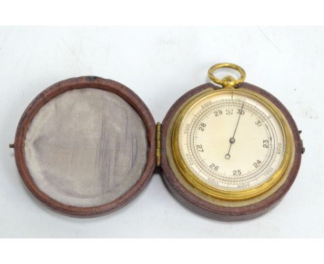 A cased pocket barometer, dial diameter 4.5cm.
