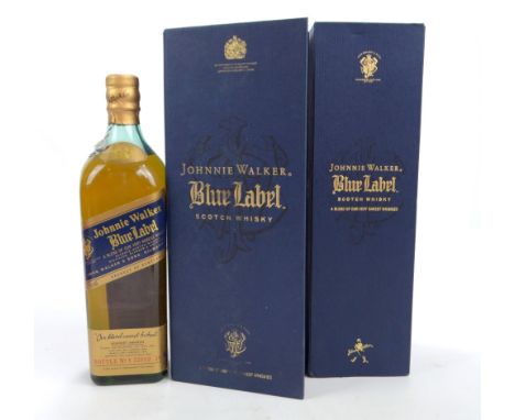 A Johnny Walker Blue Label blended Scotch whisky, bottle no.V22882, 43% 75cl, boxed with booklet. CONDITION REPORT: Level mid
