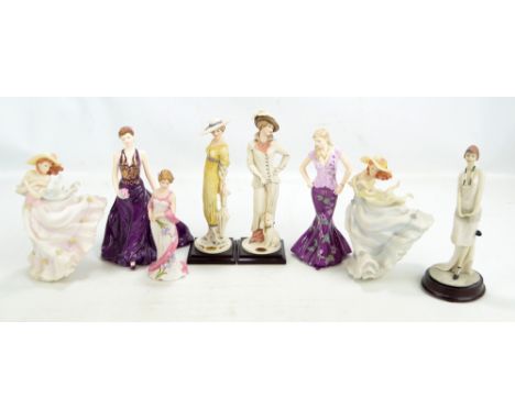 Eight various figures including Royal Worcester 'Juliet' and 'Ella' and resin examples (8).