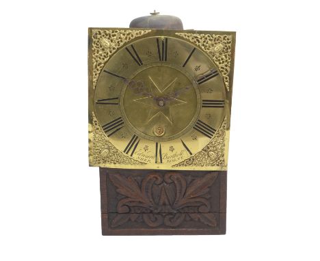 A late 18th century wall clock constructed from a brass thirty hour longcase clock dial inscribed 'Edward Bartholo Sherbourne