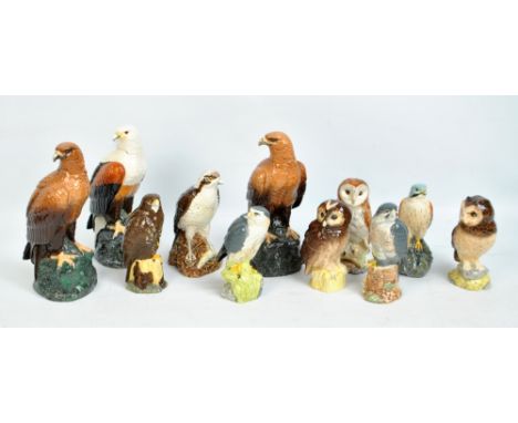 Ten Royal Doulton decanters modelled as birds for Whyte & Mackay Scotch whisky, some retaining spirit, also a further decante