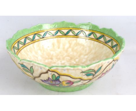 CHARLOTTE RHEAD; a Crown Ducal floral decorated bowl with shaped rim, painted marks and printed marks to base, diameter 25.5c