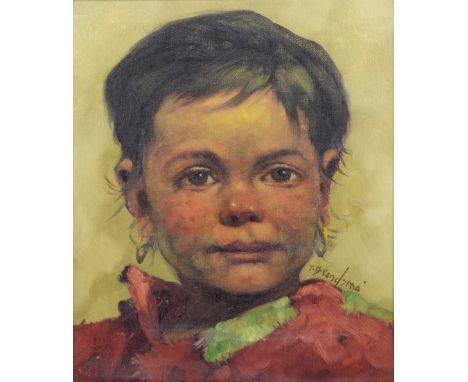 T BRANDSMA (20th century); oil on canvas, portrait of a young girl, signed lower right, 28.5 x 23cm, framed. (D)   CONDITION 