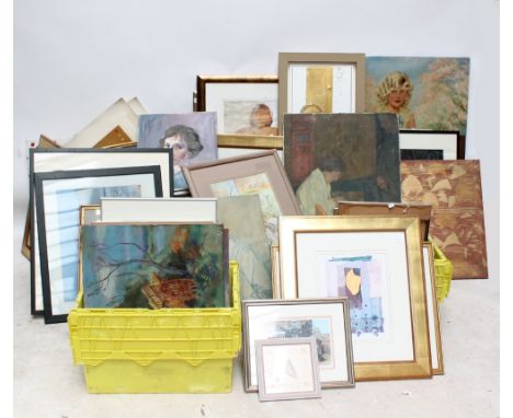 A massive collection of decorative pictures and prints including oils, sketches, engravings, prints, watercolour, etc.