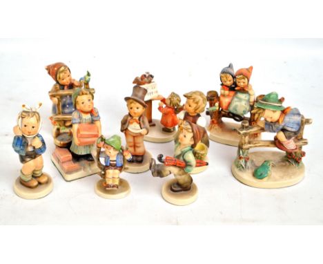 Ten various Hummel figures and figure groups including 'Bird Duet' and 'Retreat to Safety' (some af) (10).