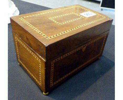 Inlaid mahogany tea caddy