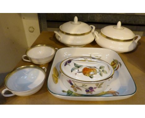 Two Royal Doulton Clarendon tureens and Royal Worcester over to tableware