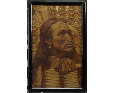 * ACHILLES DE MAERTELAERE (ACHIEL BENTOS) (BELGIAN 1882 - 1964),NATIVE AMERICAN PORTRAIToil on canvas board, signedimage size