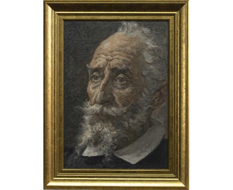 * JOHN BULLOCH SOUTER (SCOTTISH 1890 - 1972),PORTRAIT OF A MAN WITH A BEARDoil on panel image size 32cm x 23cm, overall size 