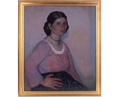 CIRCLE OF GEORGE CLAUSEN RA (BRITISH 1852 - 1944),UNTITLED PORTRAIToil on canvas, signed 'G Clausen' versoimage size 62cm x 5