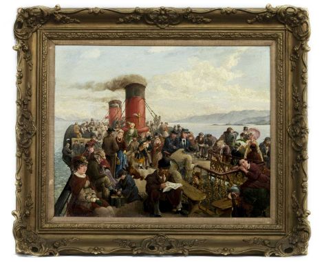 ROBERT B GRAHAM,DECK OF THE STEAMER IONA ON THE CLYDEoil on board, monogrammed, titled label verso image size 40cm x 50cm, ov