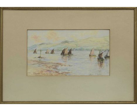 SIR JAMES LEWIS CAW (SCOTTISH 1864 - 1950),DRIFTING OUT, CAMPBELTOWN LOCHpastel on paper, signed, titled image size 20cm x 37