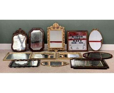 MIRRORS (12) - very large vintage and other assortment to include gilt framed, oak framed, pub "Navy Rum" etc, 57cms H, 80cms