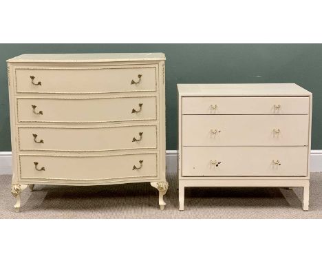 PLUS LOT 30 - CHESTS OF DRAWERS (2) - French Provincial style example with four drawers, 91cms H, 91cms W, 48cms D and a plai